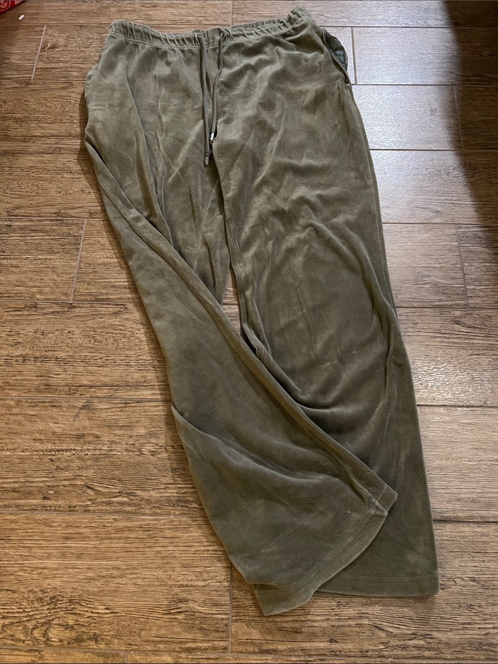 Women's Olive Green Velour Drawstring Joggers